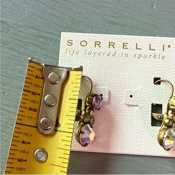 Sorrelli Brass Tone Crystal Drop Earrings NEW - Picture 4 of 4